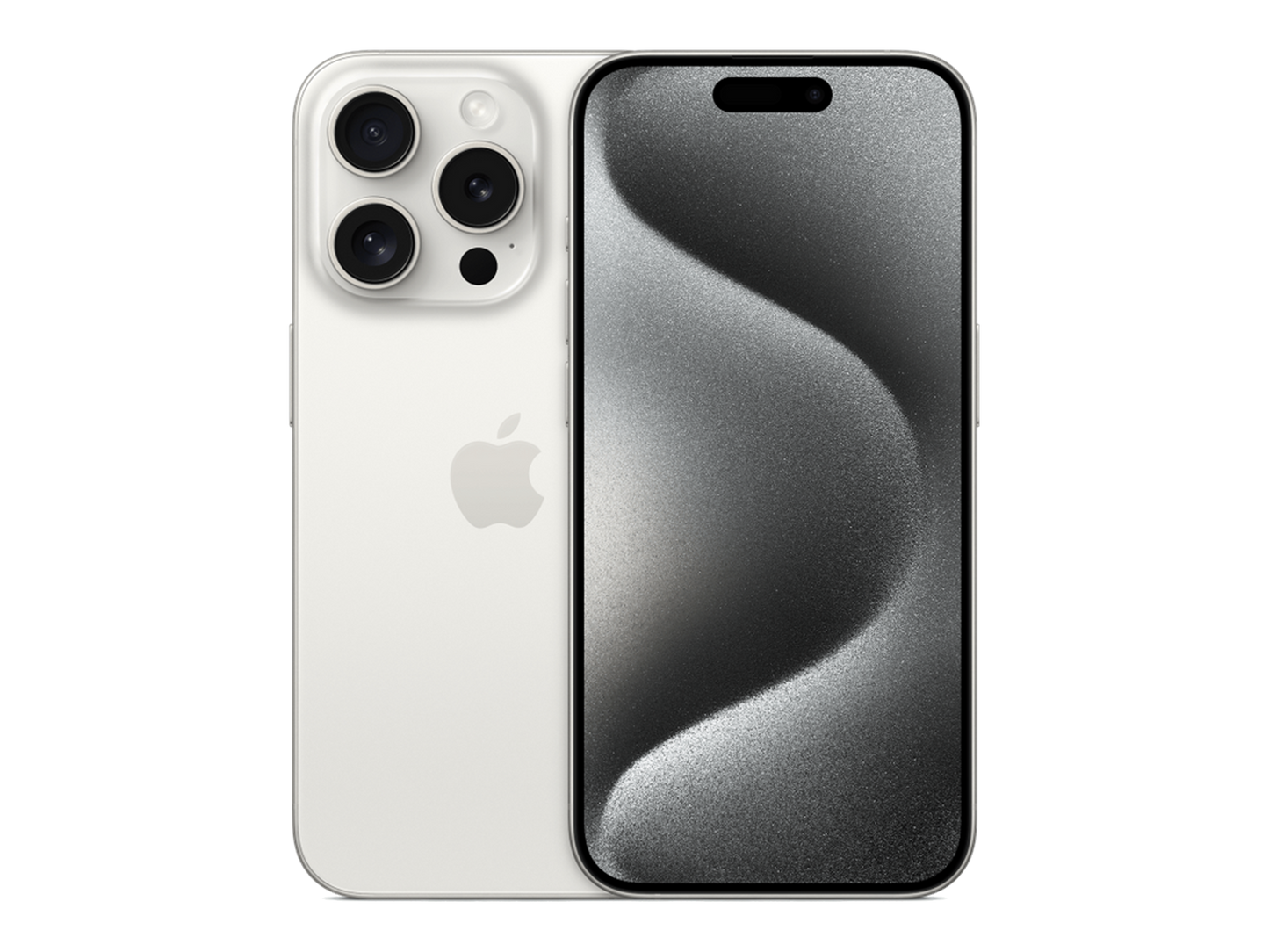 iPhone 15 Pro תצוגה בצבע לבן