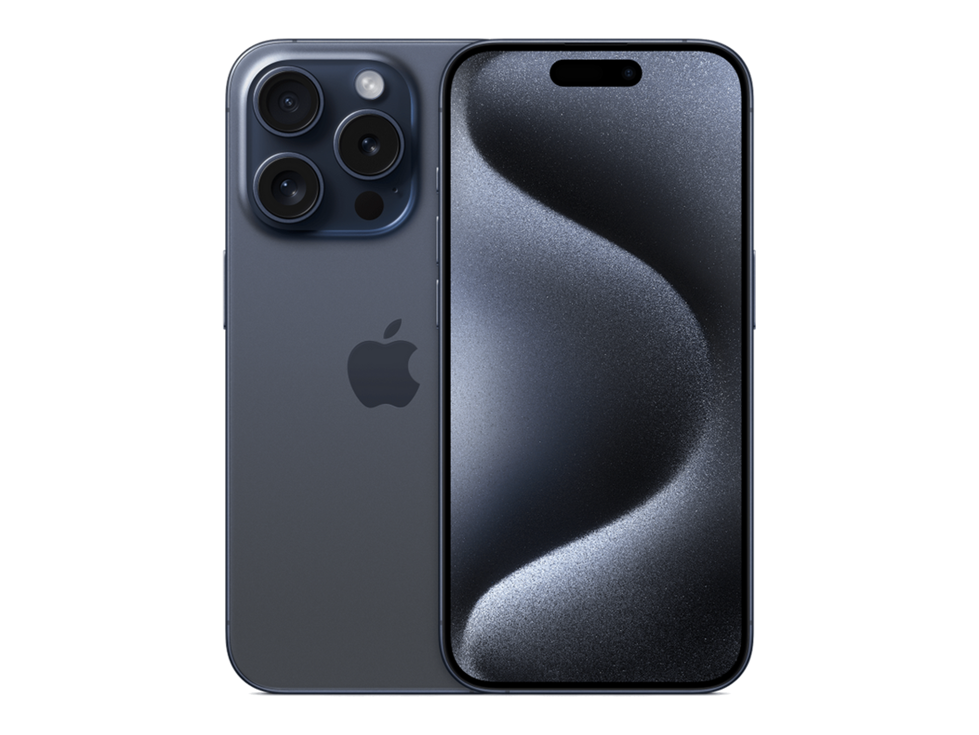 iPhone 15 Pro תצוגה בצבע כחול