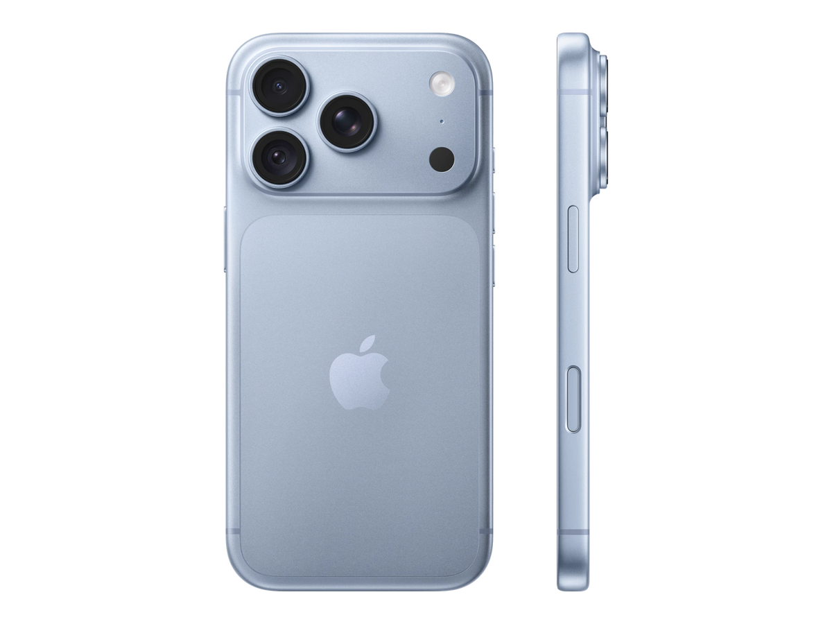 iPhone 18 Pro בצבע כחול קרח, מבט מהצד