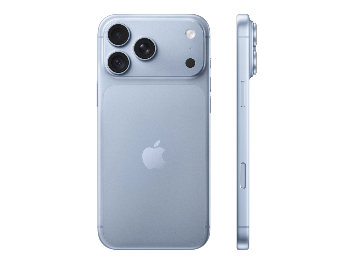 iPhone 18 Pro Max בצבע כחול קרח, מבט מהצד
