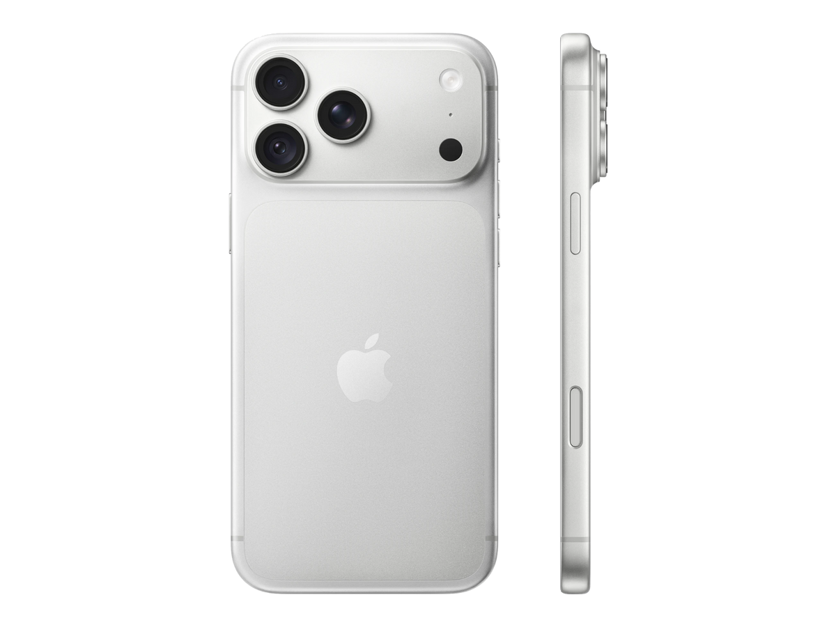 iPhone 18 Pro Max בצבע כסוף, מבט מהצד